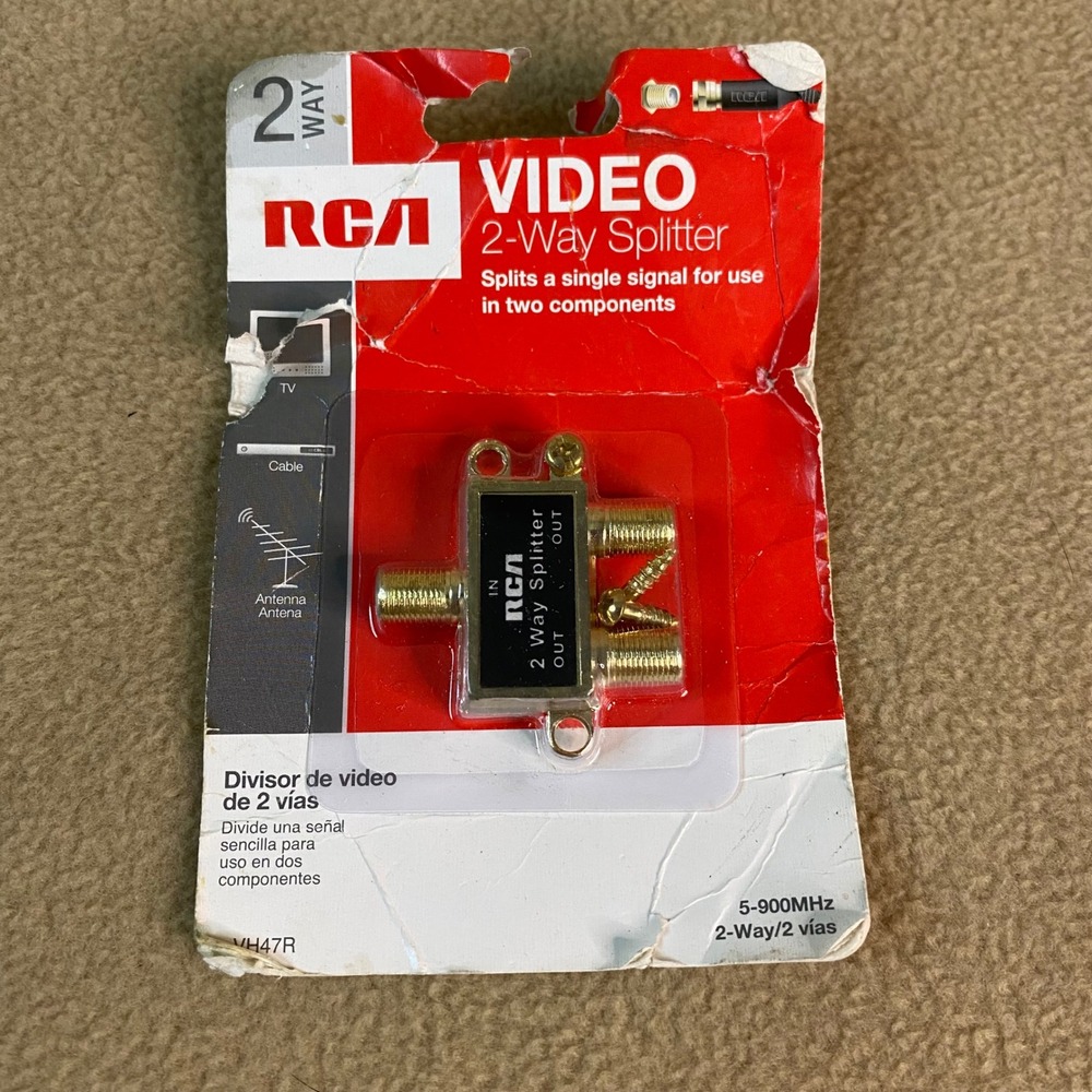 RCA Video 2-Way Splitter VH47R Gold Coaxial 5-900MHz‎ TV Cable Antenna NIP NIB